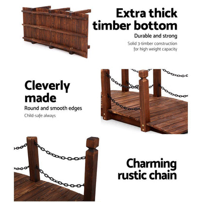 Gardeon Garden Decor Outdoor Ornament Wooden Bridge Chain 160cm - Ozstylz