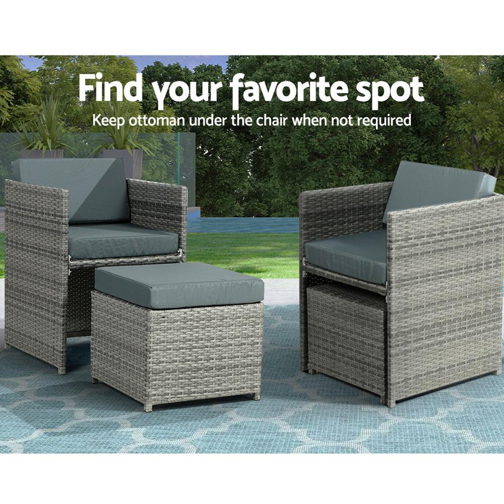 Gardeon Outdoor Dining Set 13 Piece Wicker Table Chairs Setting Grey - Ozstylz