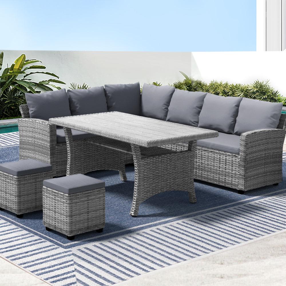 Gardeon Outdoor Dining Set Wicker Table Chairs Setting 8 Seater - Ozstylz