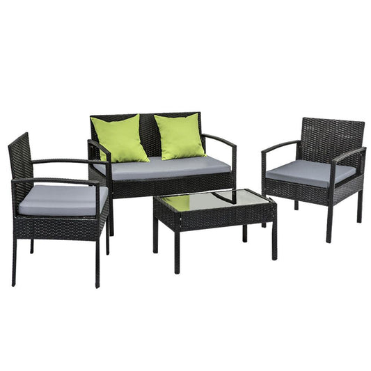 Gardeon Outdoor Sofa Set Wicker Lounge Setting Table and Chairs Patio Furniture - Ozstylz