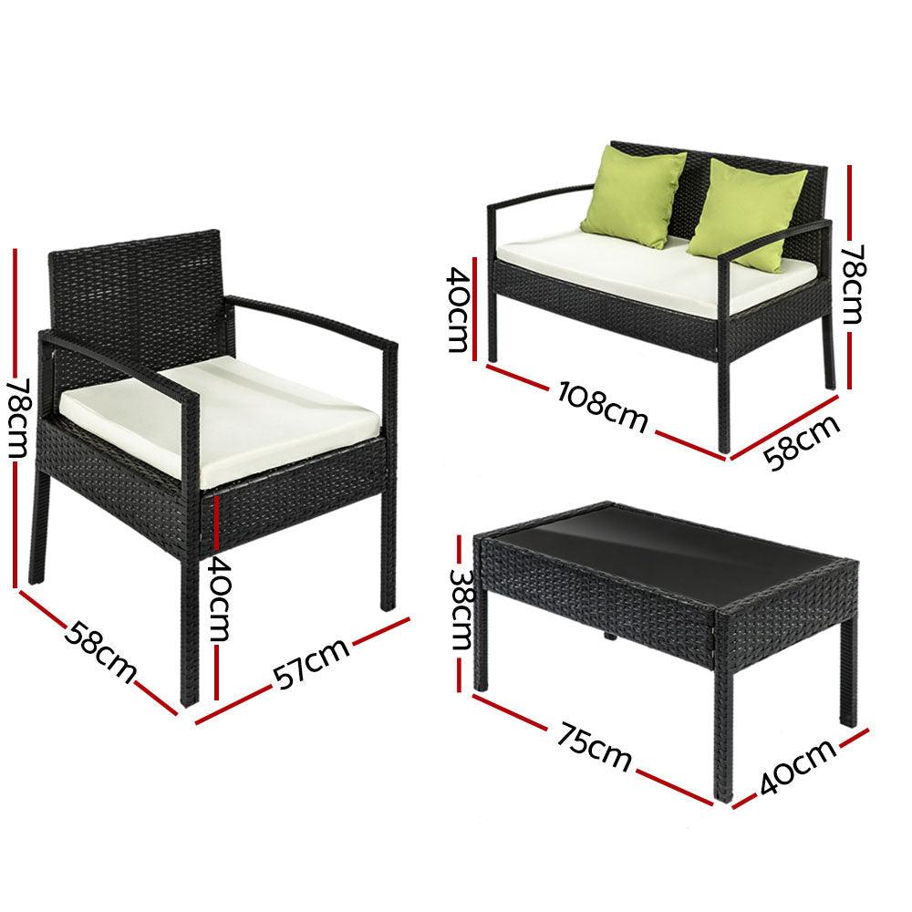 Gardeon Outdoor Sofa Set Wicker Lounge Setting Table and Chairs Patio Furniture - Ozstylz