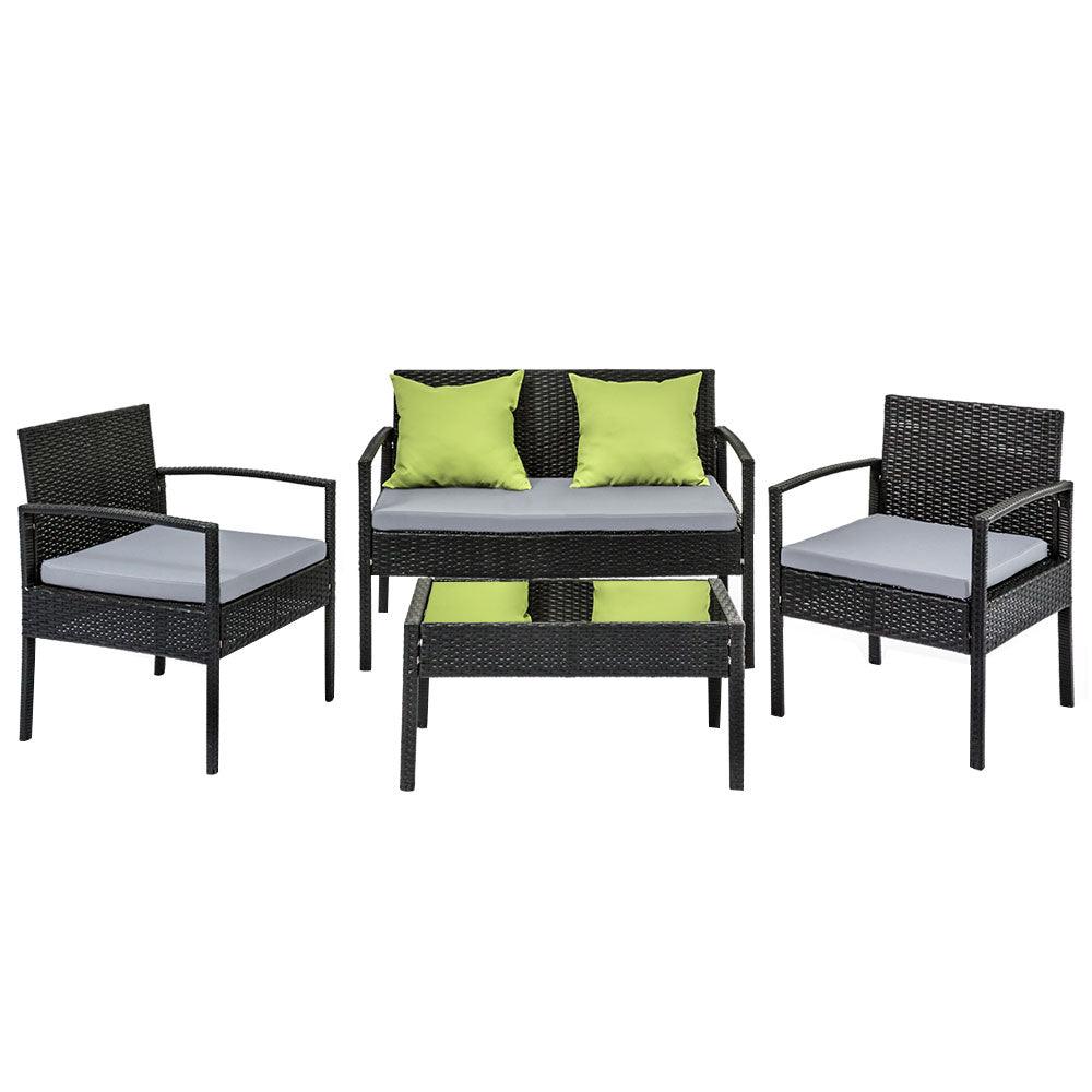 Gardeon Outdoor Sofa Set Wicker Lounge Setting Table and Chairs Patio Furniture - Ozstylz