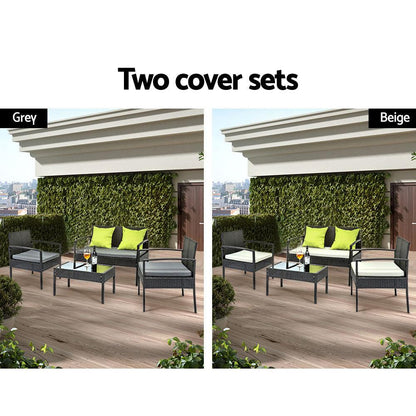 Gardeon Outdoor Sofa Set Wicker Lounge Setting Table and Chairs Patio Furniture - Ozstylz