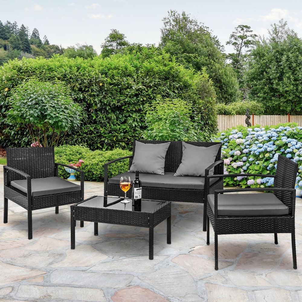 Gardeon Outdoor Sofa Set Wicker Lounge Setting Table and Chairs Patio Furniture - Ozstylz