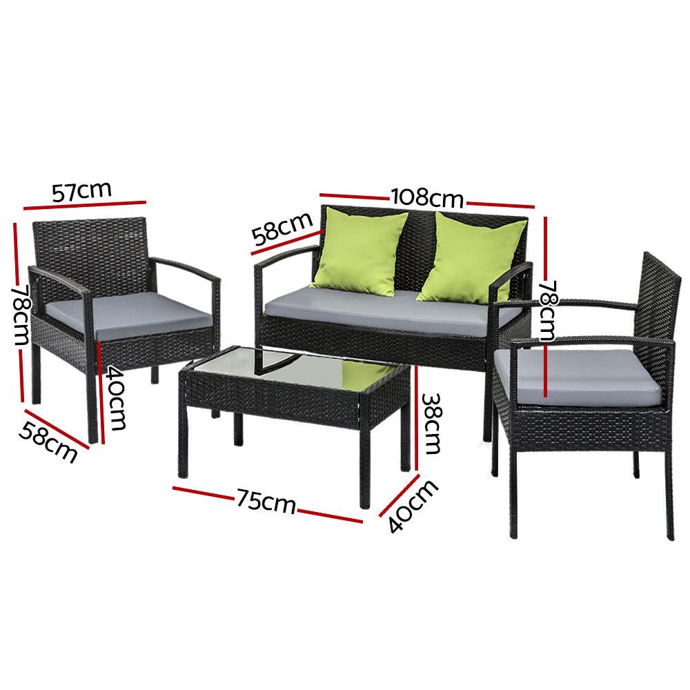 Gardeon Outdoor Sofa Set Wicker Lounge Setting Table and Chairs Storage Cover - Ozstylz