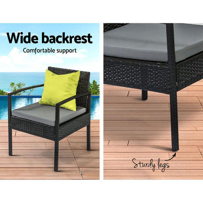 Gardeon Outdoor Sofa Set Wicker Lounge Setting Table and Chairs Storage Cover - Ozstylz