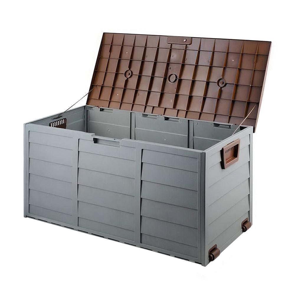 Gardeon Outdoor Storage Box 290L Lockable Organiser Garden Deck Shed Tool Brown - Ozstylz