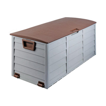 Gardeon Outdoor Storage Box 290L Lockable Organiser Garden Deck Shed Tool Brown - Ozstylz