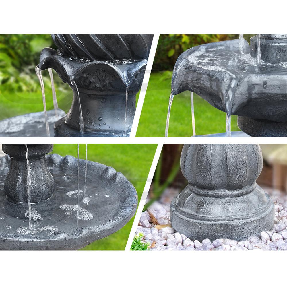 Gardeon Solar Water Feature 3 Tiers Black 93cm - Ozstylz