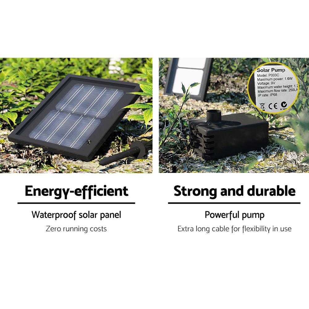 Gardeon Solar Water Feature 3 Tiers Black 93cm - Ozstylz