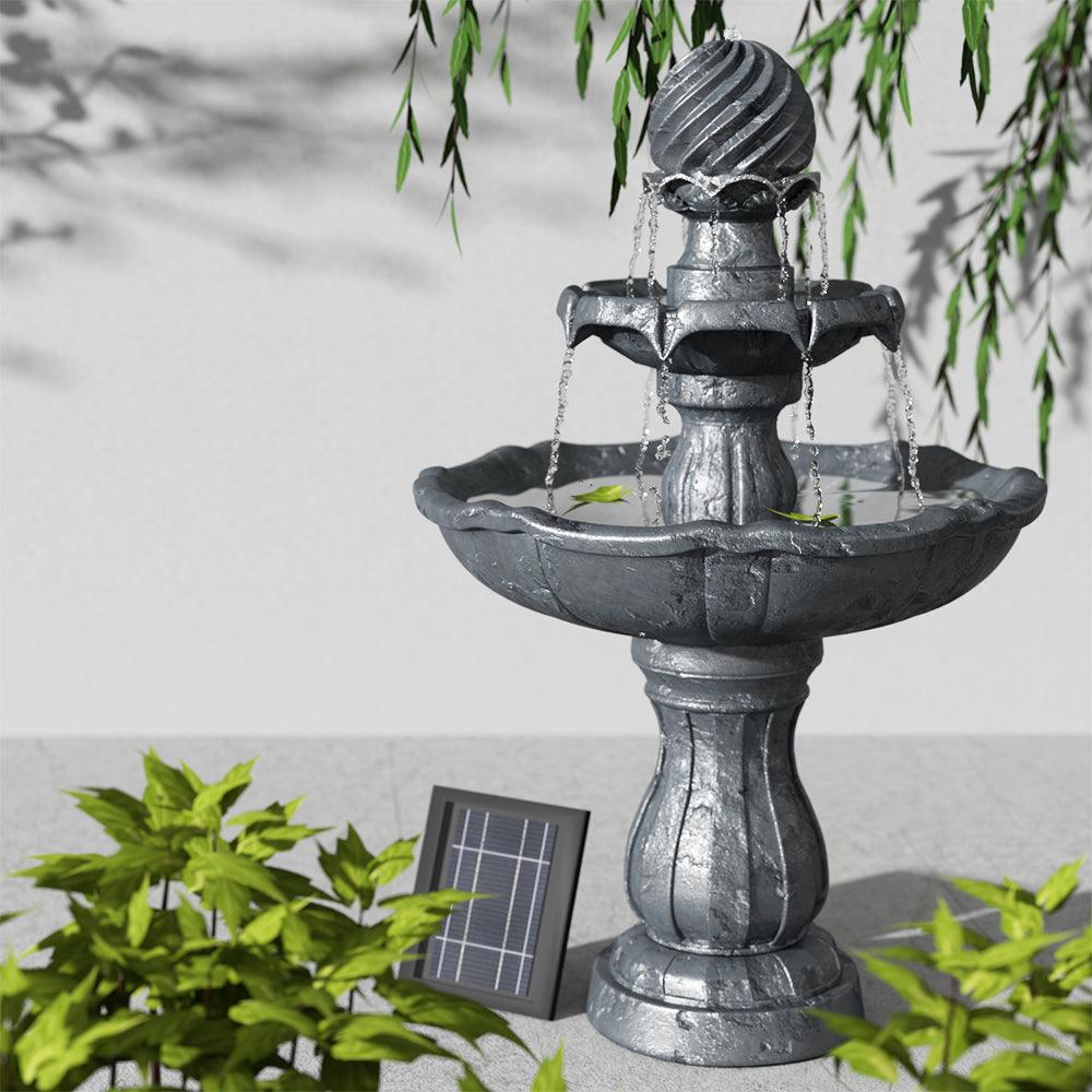 Gardeon Solar Water Feature 3 Tiers Black 93cm - Ozstylz