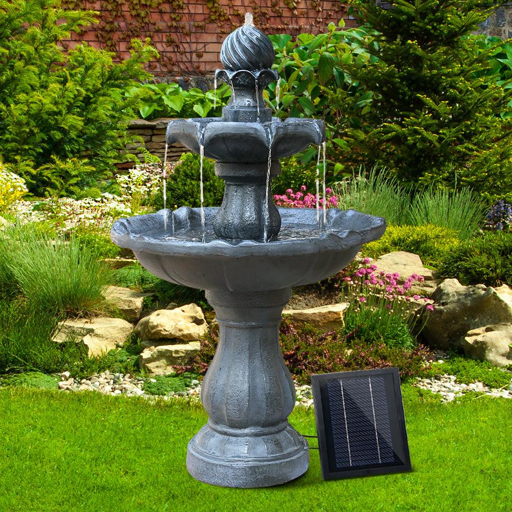 Gardeon Solar Water Feature 3 Tiers Black 93cm - Ozstylz