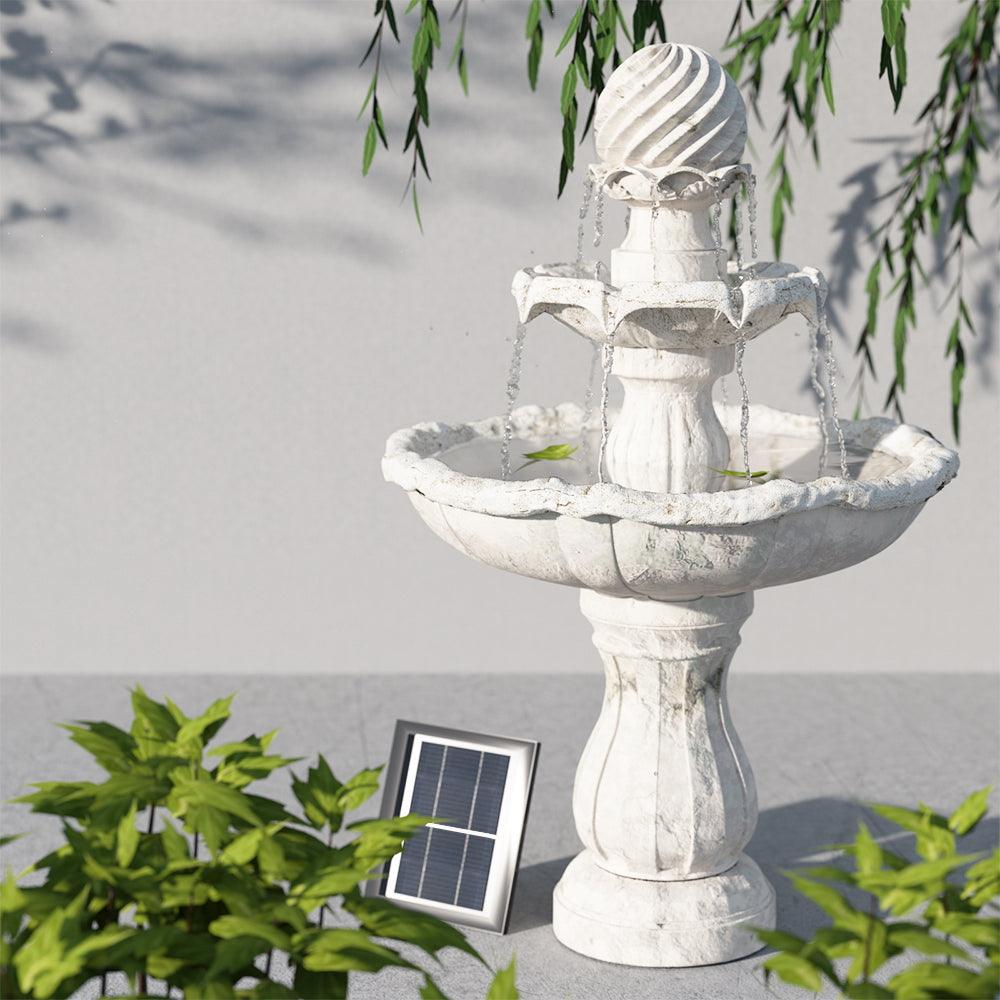 Gardeon Solar Water Feature 3 Tiers Ivory 93cm - Ozstylz