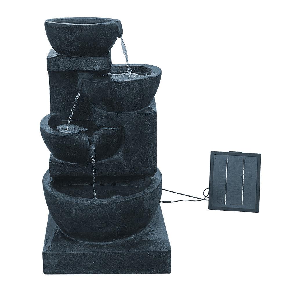 Gardeon Solar Water Feature with LED Lights 4-Tier Blue 72cm - Ozstylz