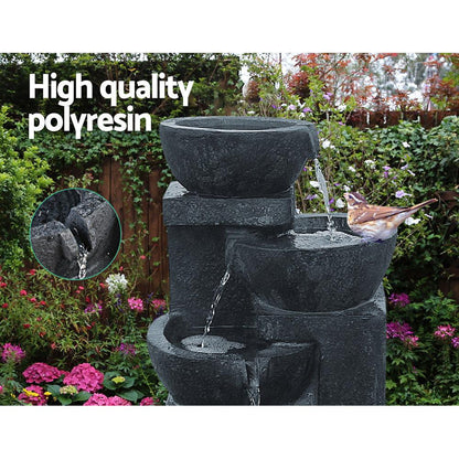 Gardeon Solar Water Feature with LED Lights 4-Tier Blue 72cm - Ozstylz