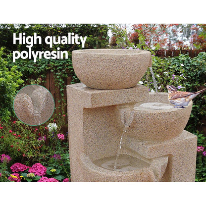 Gardeon Solar Water Feature with LED Lights 4-Tier Sand 72cm - Ozstylz