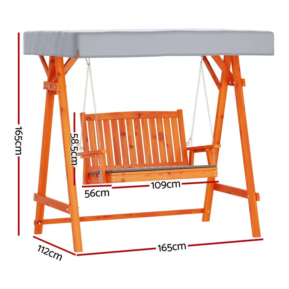 Gardeon Swing Chair Wooden Garden Bench Canopy 2 Seater Outdoor Furniture - Ozstylz