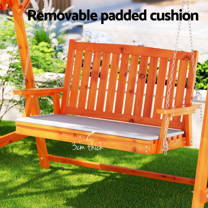 Gardeon Swing Chair Wooden Garden Bench Canopy 2 Seater Outdoor Furniture - Ozstylz