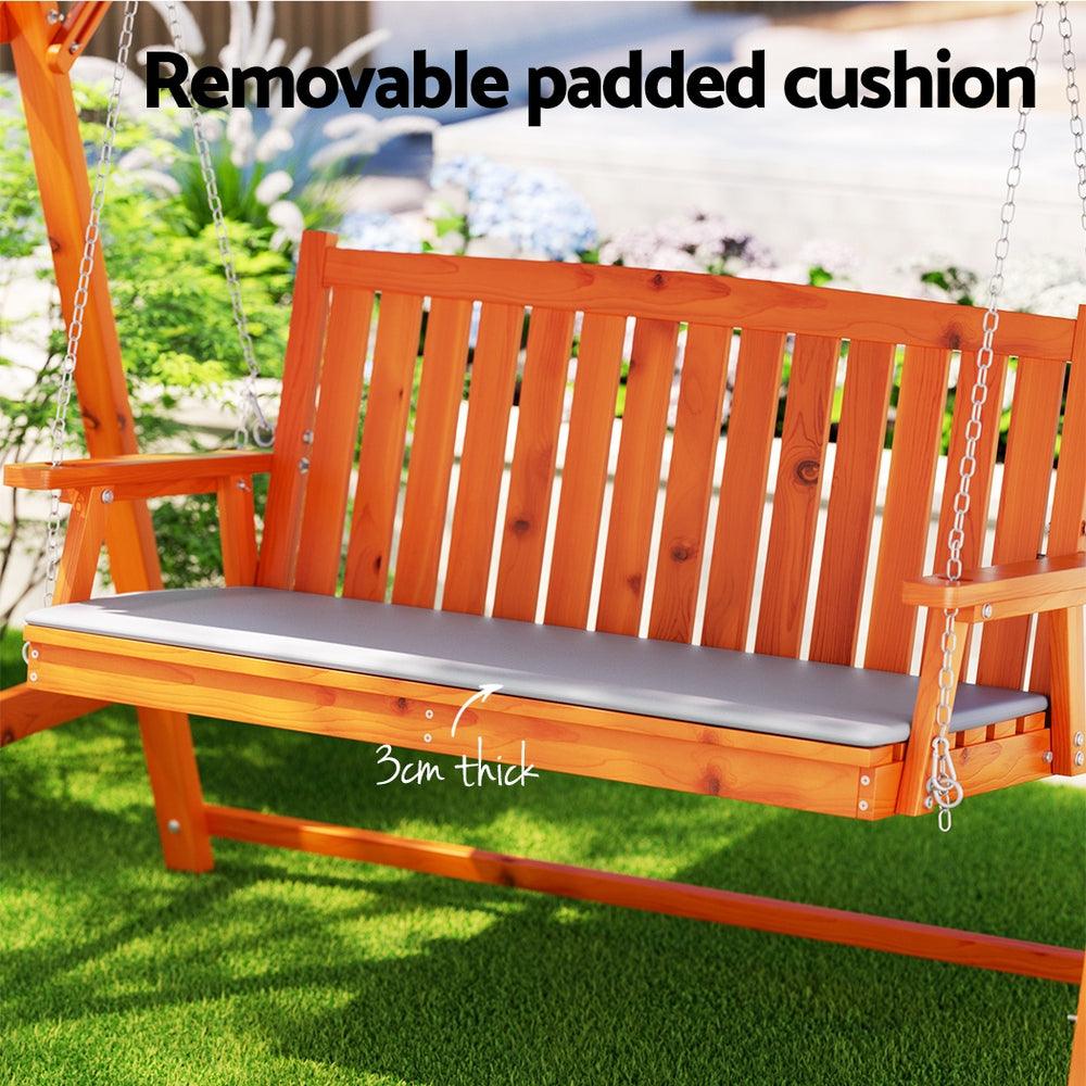 Gardeon Wooden Swing Chair Garden Bench Canopy 3 Seater Outdoor Furniture - Ozstylz