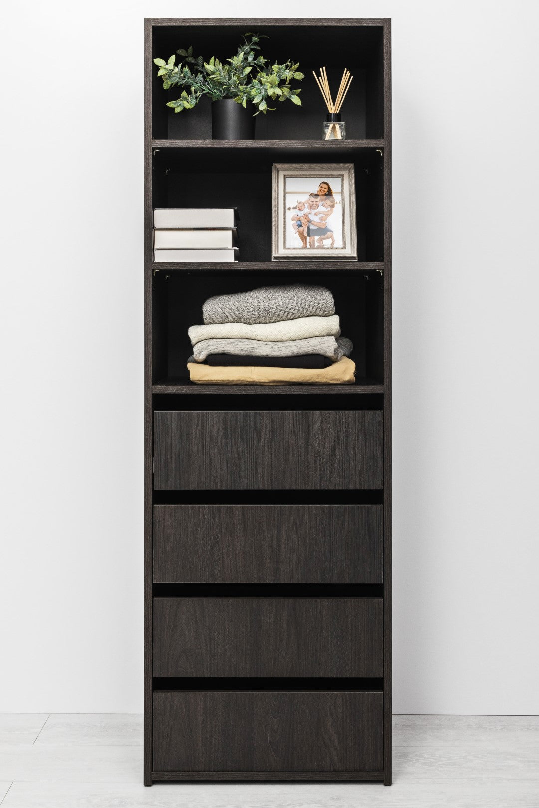 GENEVA THREE SHELF/FOUR DRAWER BUILT IN WARDROBE - CLASSIC - NORDIC ASH - Ozstylz