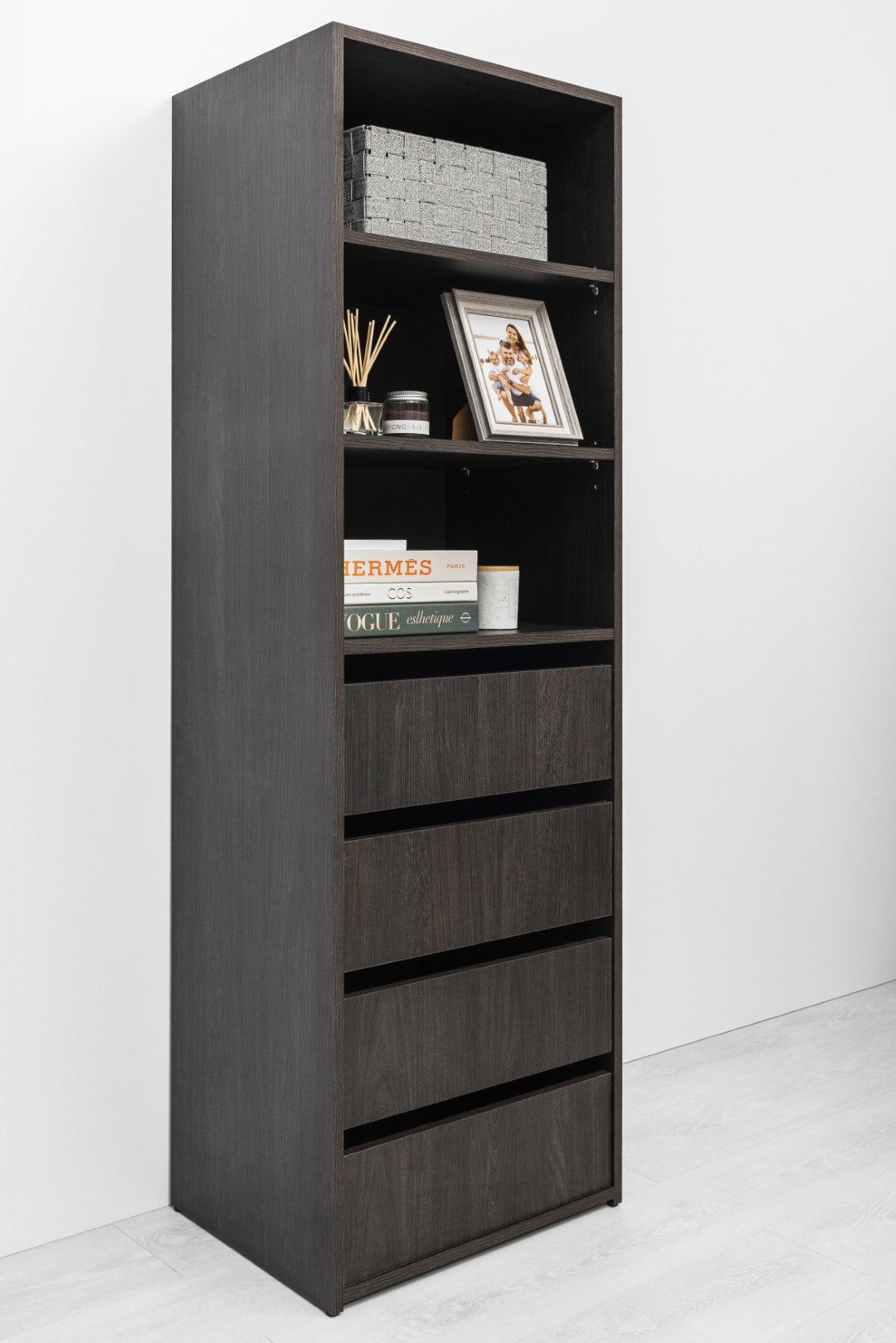 GENEVA THREE SHELF/FOUR DRAWER BUILT IN WARDROBE - CLASSIC - NORDIC ASH - Ozstylz