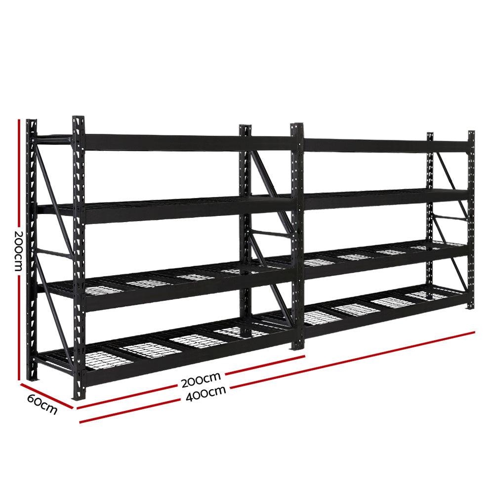 Giantz 4Mx2M Garage Shelving Warehouse Rack Pallet Racking Storage Shelve Black - Ozstylz