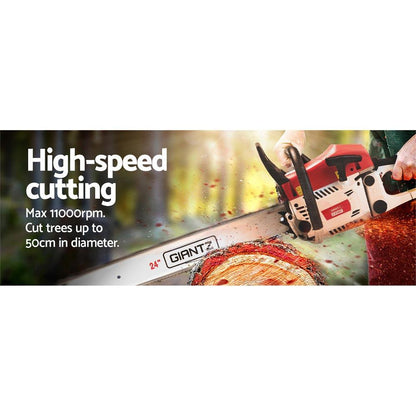 Giantz Chainsaw Petrol 62CC 24" Bar Commercial E-Start Pruning Chain Saw,Giantz Chainsaw - Ozstylz