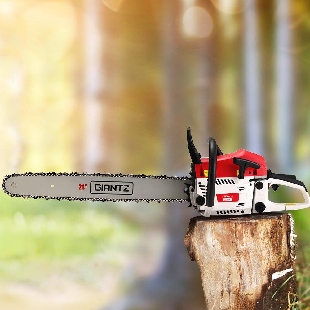 Giantz Chainsaw Petrol 62CC 24" Bar Commercial E-Start Pruning Chain Saw,Giantz Chainsaw - Ozstylz