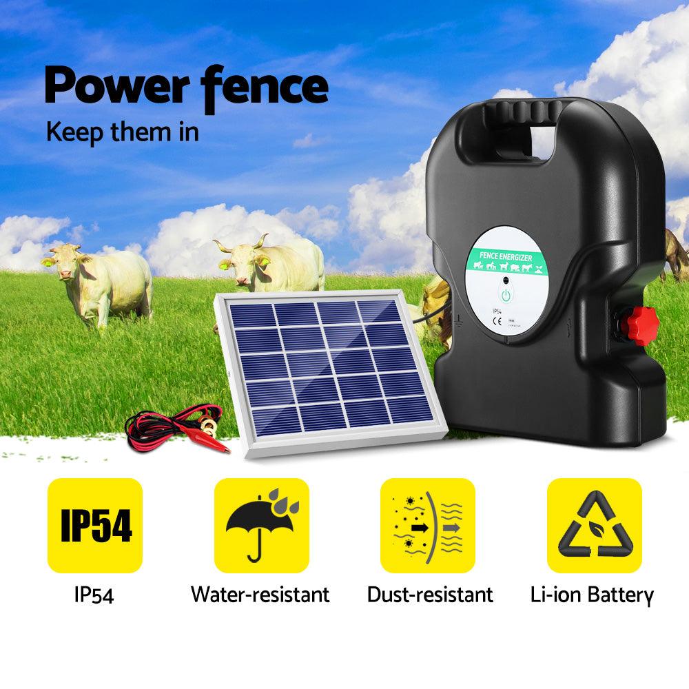 Giantz Fence Energiser 20KM Solar Powered 1.2J Electric - Ozstylz