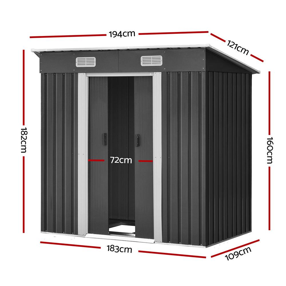 Giantz Garden Shed 1.94x1.21M w/Metal Base Sheds Outdoor Storage Tool Steel House Sliding Door - Ozstylz