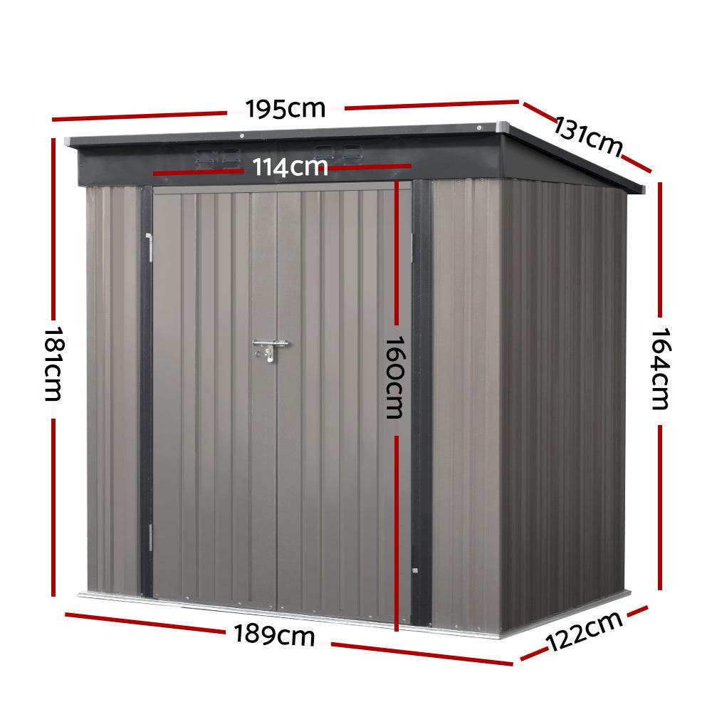 Giantz Garden Shed 1.95x1.31M Sheds Outdoor Storage Steel Workshop House Tool Double Door - Ozstylz