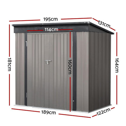 Giantz Garden Shed 1.95x1.31M Sheds Outdoor Storage Steel Workshop House Tool Double Door - Ozstylz