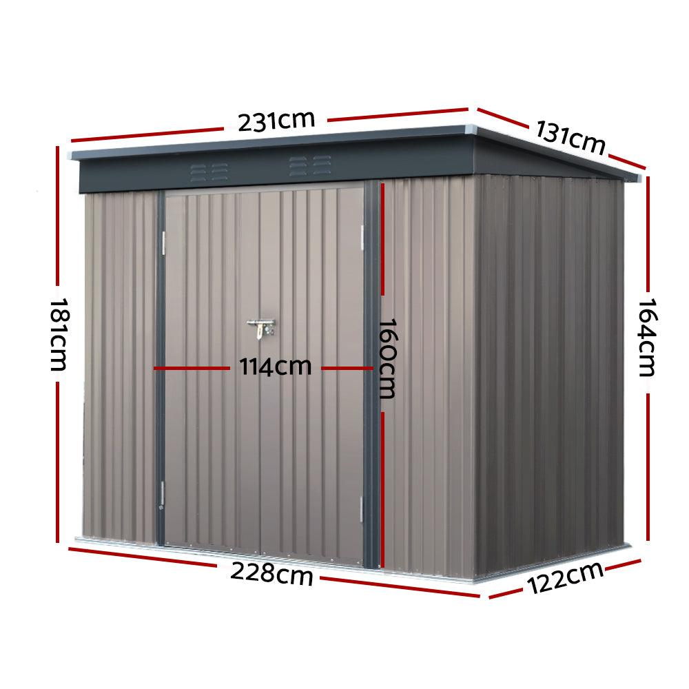 Giantz Garden Shed 2.31x1.31M Sheds Outdoor Storage Tool Metal Workshop Shelter Double Door - Ozstylz