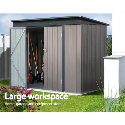 Giantz Garden Shed 2.31x1.31M Sheds Outdoor Storage Tool Metal Workshop Shelter Double Door - Ozstylz