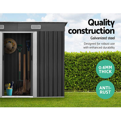 Giantz Garden Shed 2.38x1.31M Sheds Outdoor Storage Tool Metal Workshop Shelter Sliding Door - Ozstylz