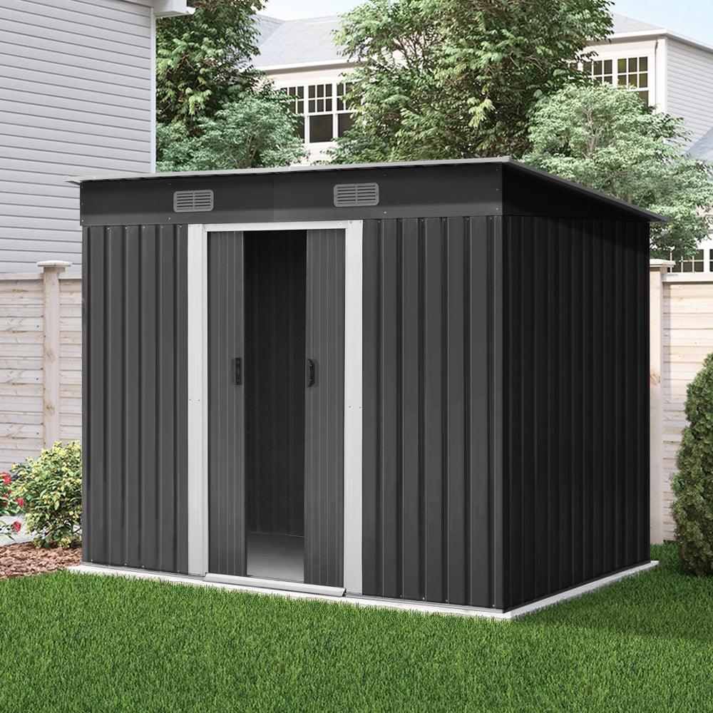 Giantz Garden Shed 2.38x1.31M Sheds Outdoor Storage Tool Metal Workshop Shelter Sliding Door - Ozstylz