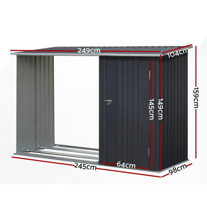 Giantz Garden Shed 2.49x1.04M Sheds Outdoor Tool Storage Workshop House Steel 2 in 1 - Ozstylz