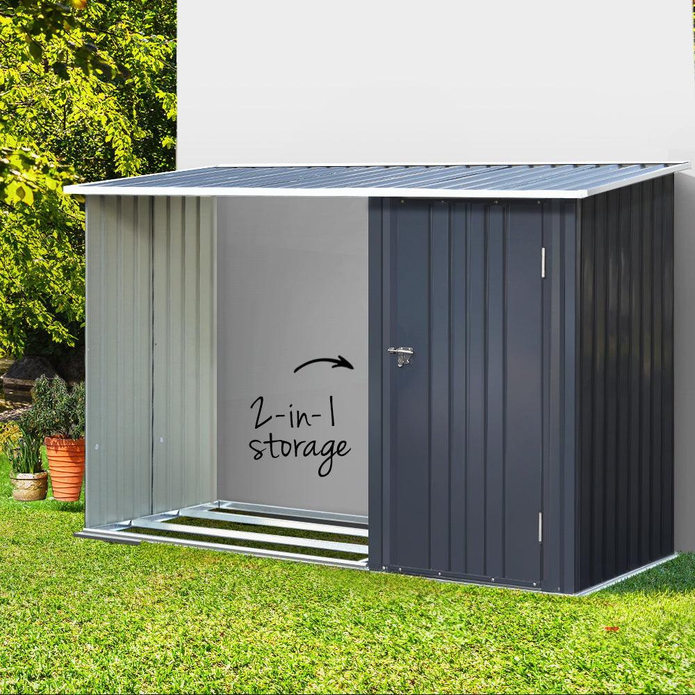 Giantz Garden Shed 2.49x1.04M Sheds Outdoor Tool Storage Workshop House Steel 2 in 1 - Ozstylz