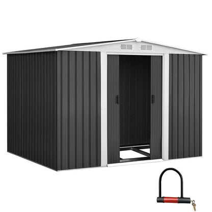 Giantz Garden Shed 2.58x2.07M w/Metal Base Sheds Outdoor Storage Double Door Tool - Ozstylz