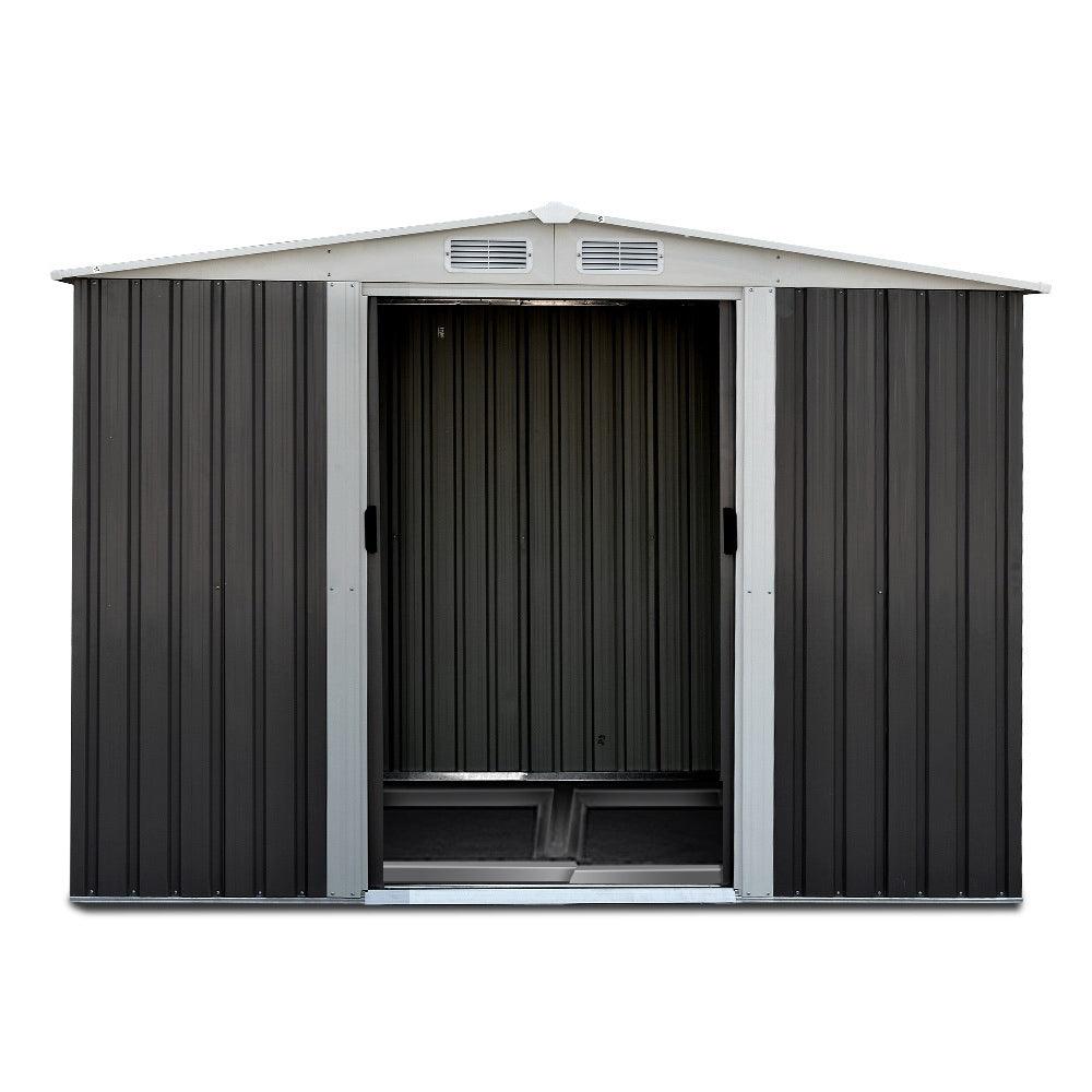 Giantz Garden Shed 2.58x2.07M w/Metal Base Sheds Outdoor Storage Double Door Tool - Ozstylz