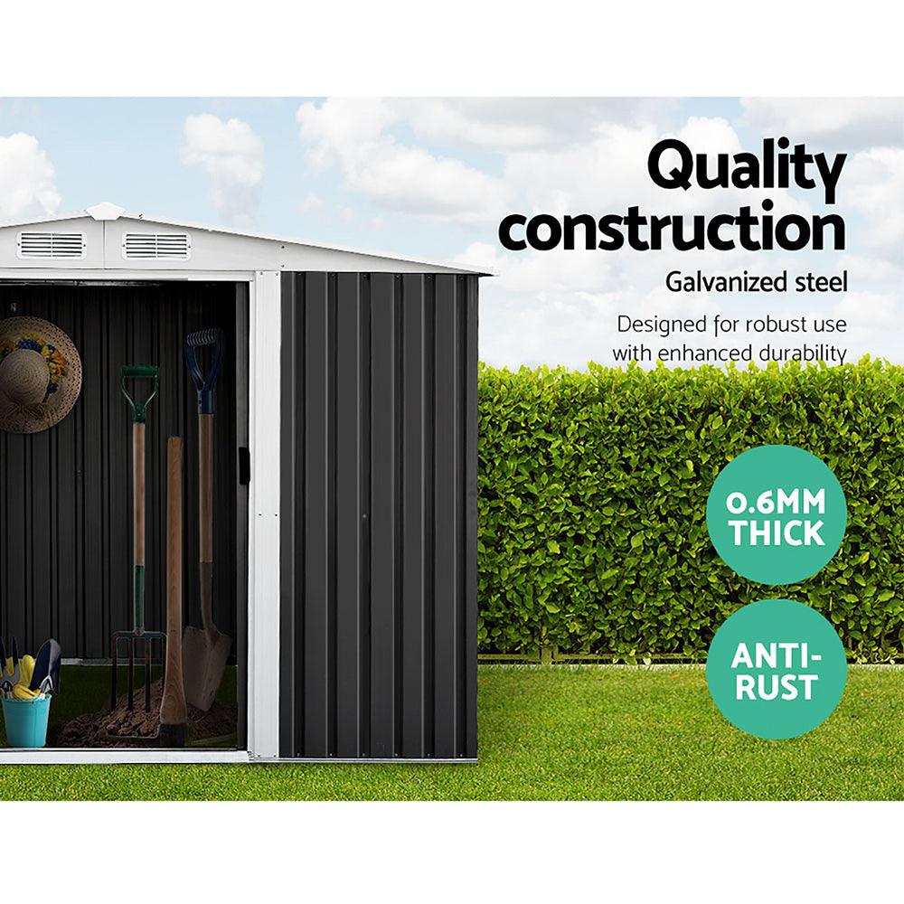 Giantz Garden Shed 2.58x2.07M w/Metal Base Sheds Outdoor Storage Double Door Tool - Ozstylz