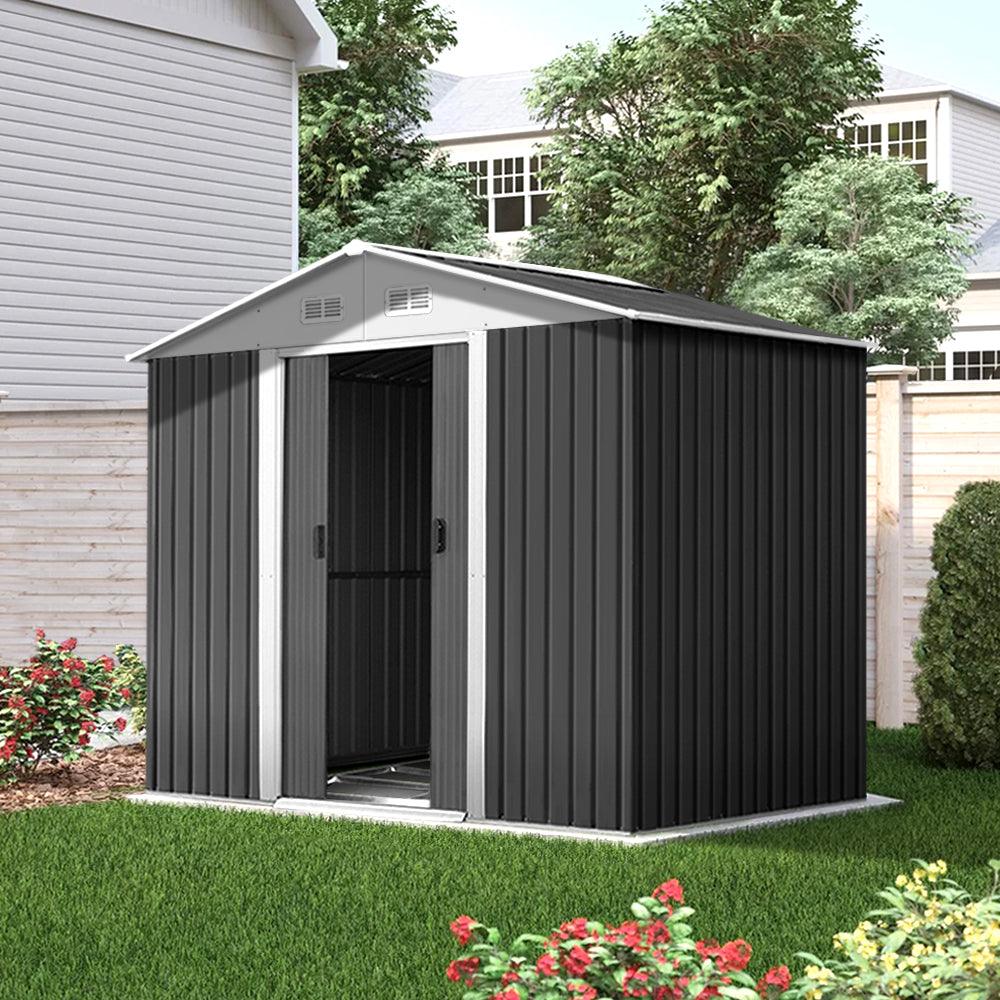 Giantz Garden Shed 2.58x2.07M w/Metal Base Sheds Outdoor Storage Double Door Tool - Ozstylz