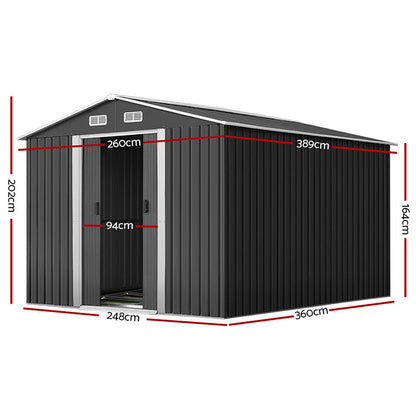 Giantz Garden Shed 2.6x3.9M w/Metal Base Sheds Outdoor Storage Workshop Tool Shelter Sliding Door - Ozstylz