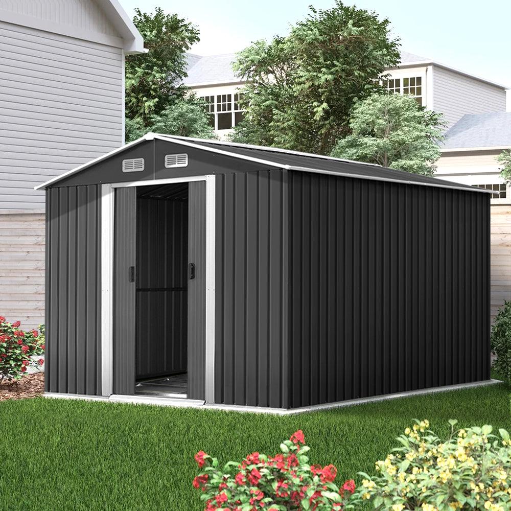 Giantz Garden Shed 2.6x3.9M w/Metal Base Sheds Outdoor Storage Workshop Tool Shelter Sliding Door - Ozstylz