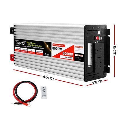 Giantz Power Inverter 3000W or 6000W Pure Sine Wave 12V-240V Camping Boat Caravan - Ozstylz