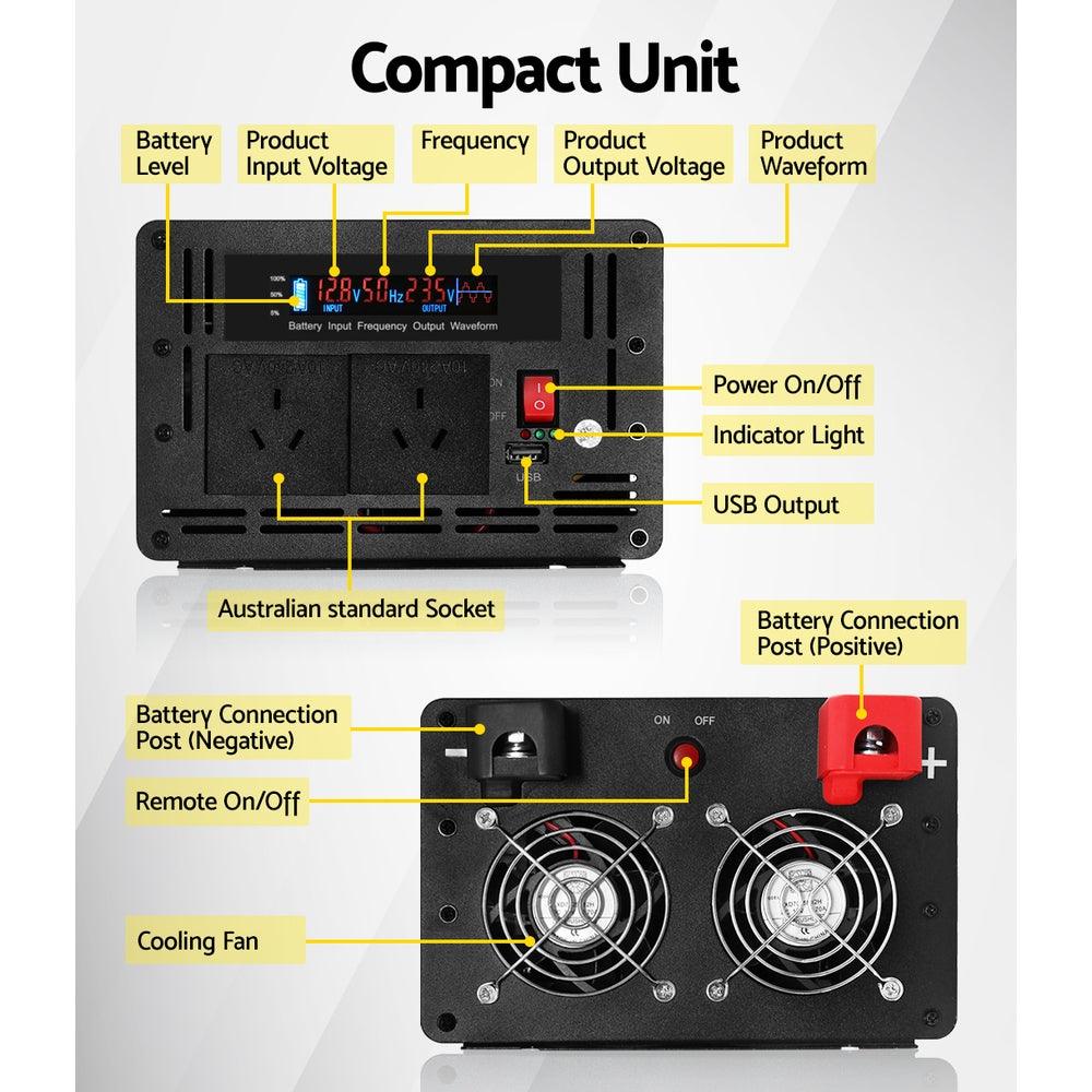 Giantz Power Inverter 3000W or 6000W Pure Sine Wave 12V-240V Camping Boat Caravan - Ozstylz