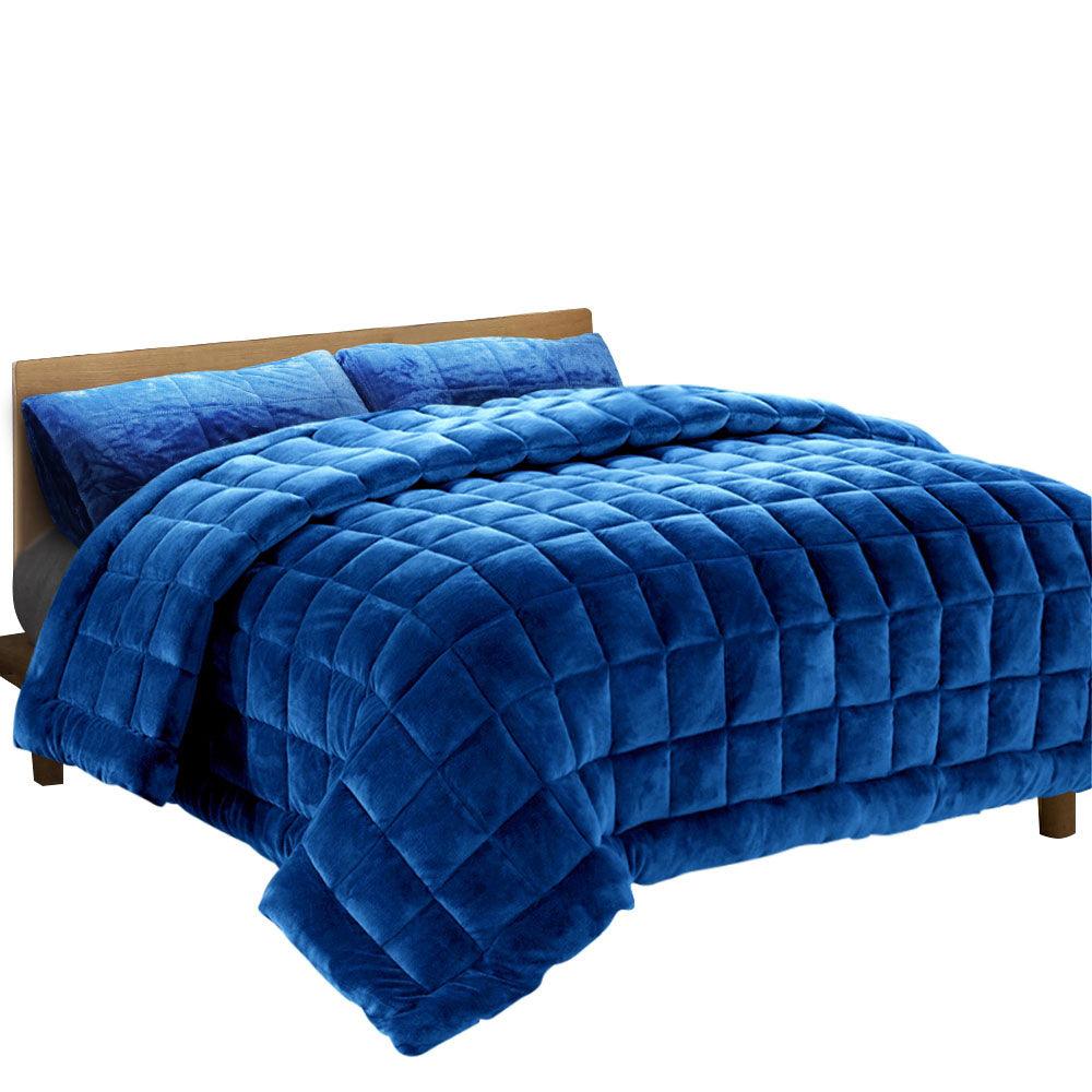 Giselle Bedding Faux Mink Quilt Blue Super King - Ozstylz