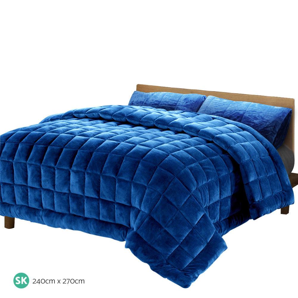 Giselle Bedding Faux Mink Quilt Blue Super King - Ozstylz