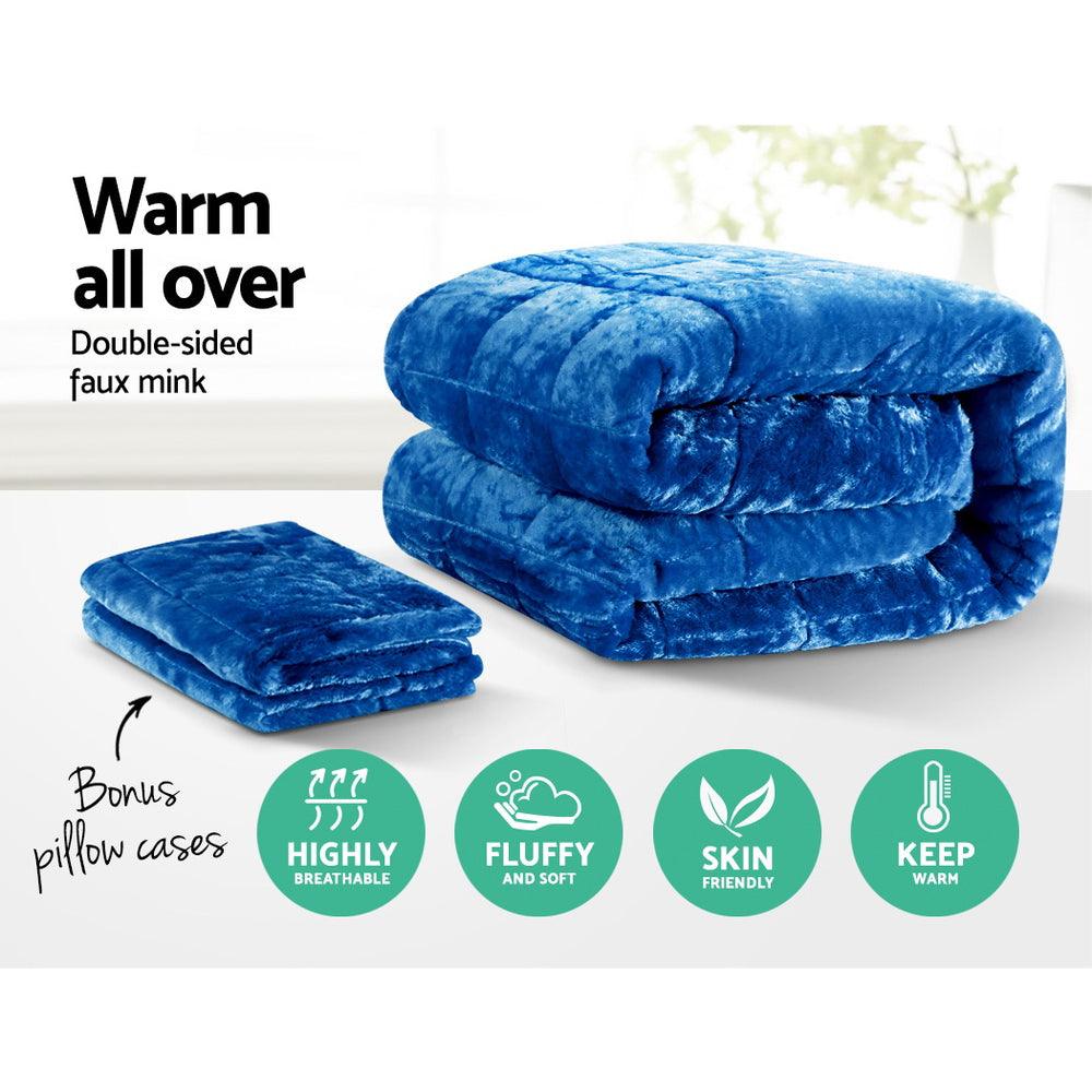 Giselle Bedding Faux Mink Quilt Blue Super King - Ozstylz