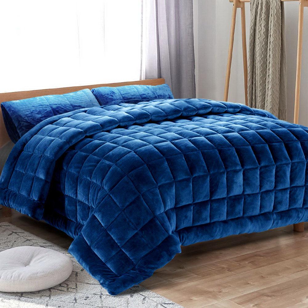 Giselle Bedding Faux Mink Quilt Blue Super King - Ozstylz